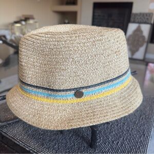 Levi’s Straw Fedora Hat M/L – Summer Beach Trilby with Multicolor Band